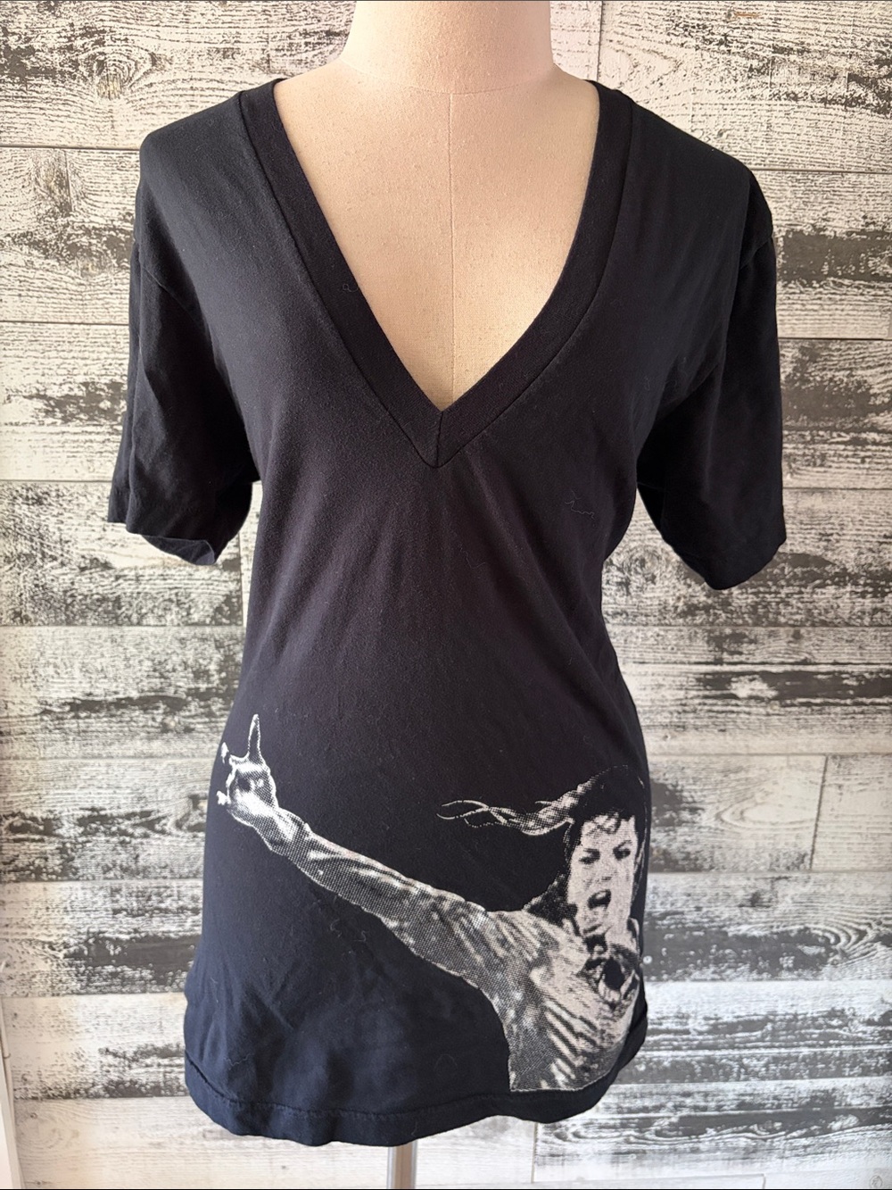 Young & Paid Brand Michael Jackson Black Short-Sleeve V-Neck Graphic Tee